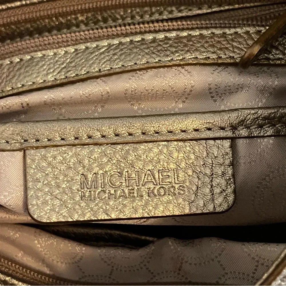 Michael Kors Pebbled Leather Shoulder Bag Metallic Gold